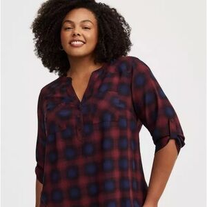 torrid Plaid Henley Tunic maud plaid sassafrass